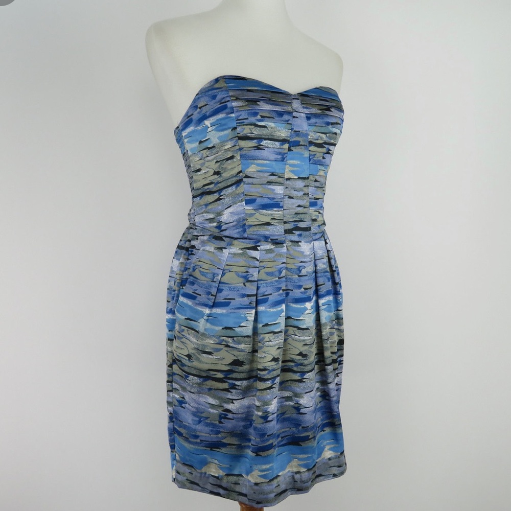 BCBGeneration pleated blue strapless dress